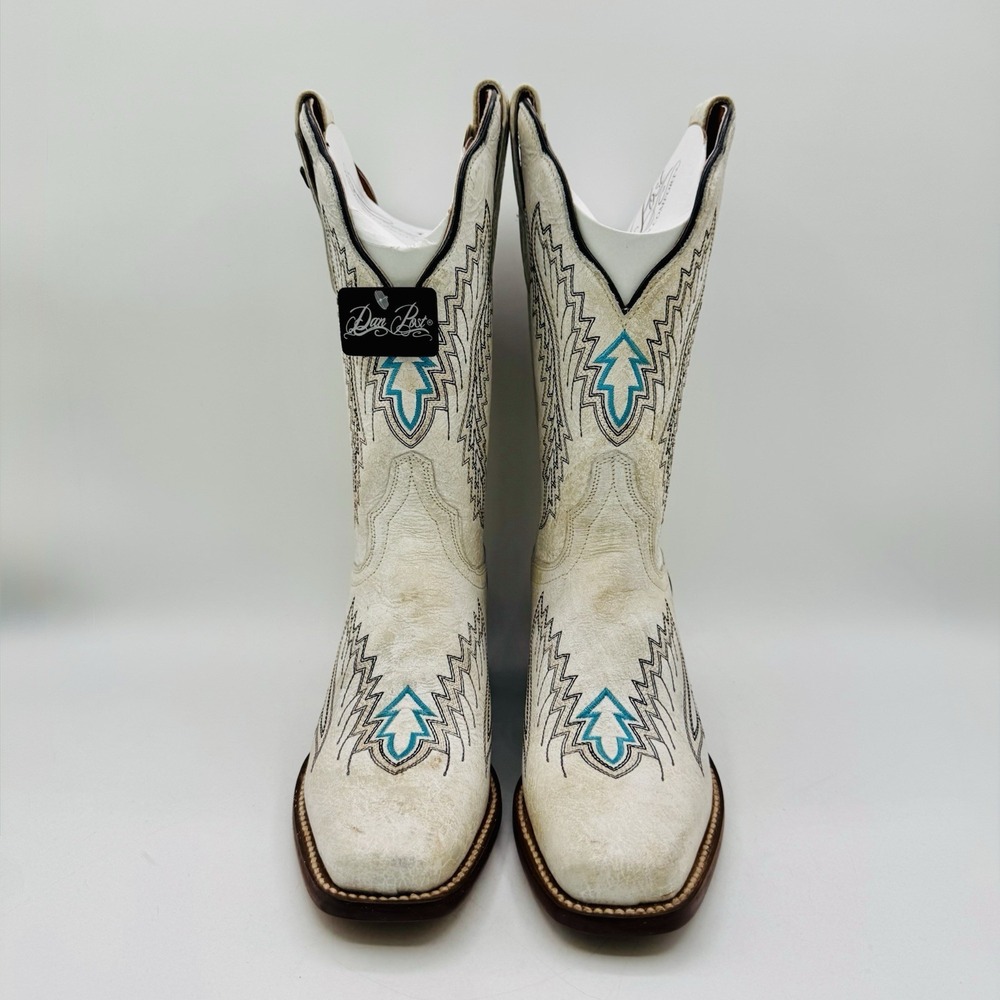 Dan Post Darcy Boots Women's Size 7.5 Distressed White Leather Snip Toe - Picture 3 of 16